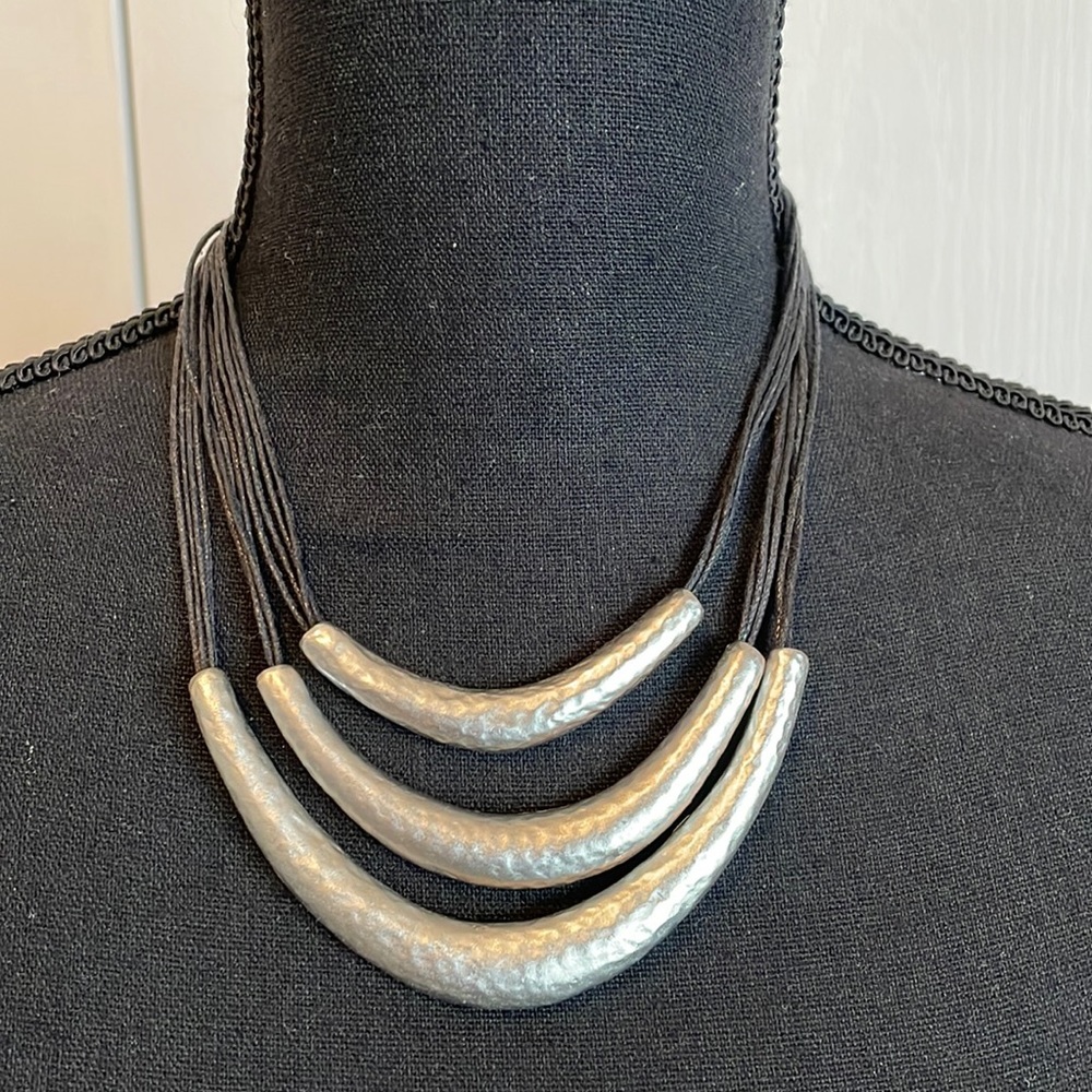 J Jill Hammered Silver Tiered Necklace